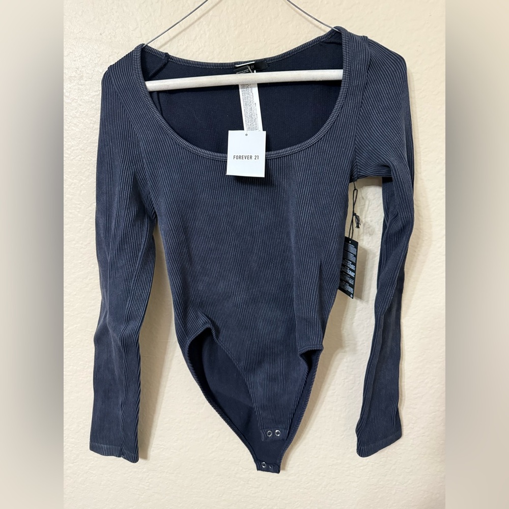 Forever 21 Charcoal Ribbed Bodysuit